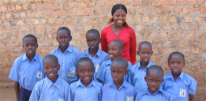 Teacher and Pupils at a Uganda School